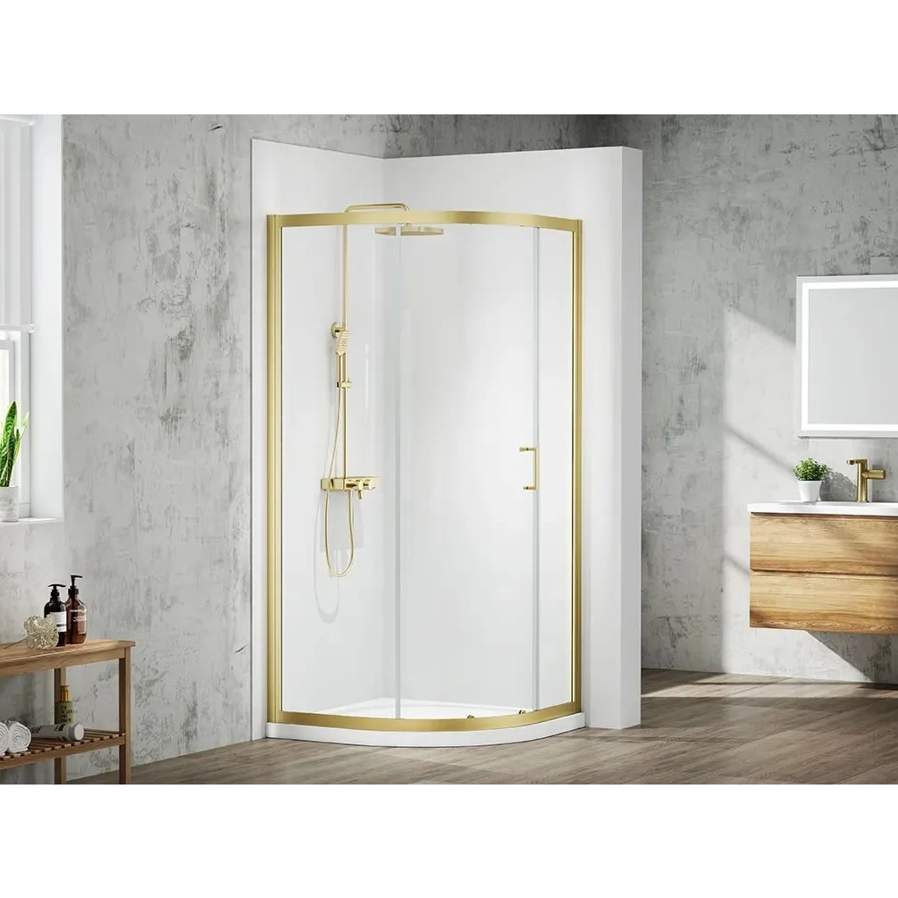 Lifestyle image of Merlyn Mbox 900mm Brushed Brass Shower Quadrant